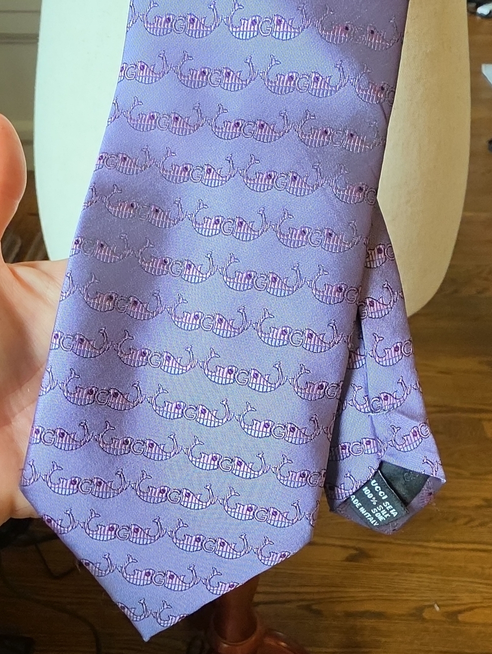 Gucci Purple Whale Silk Tie